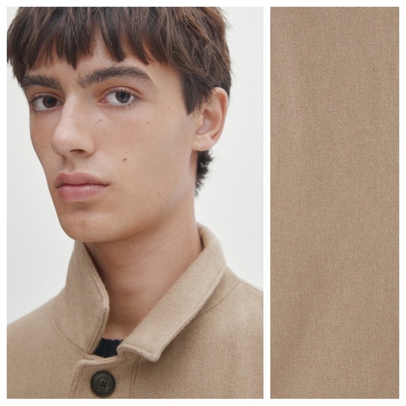 NWT. Massimo Dutti Beige Plain Wool Blend Overshirt. Size M. - Picture 2 of 13